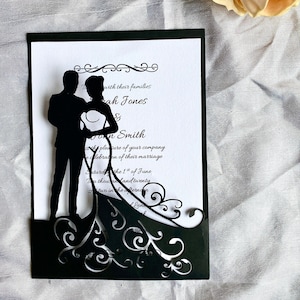 5x7" SVG Cricut Wedding Invitation, Bride and Groom Invitation Couple Pocket Invite for Cricut/Silhouette Die Cut Card Laser cut Template