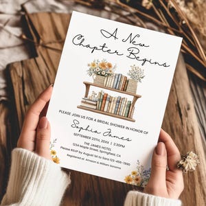 A New Chapter Bridal Shower Invitation Template, Book Theme Storybook Wedding Shower Invite, Her Next Chapter Bridal Brunch Invite Editable