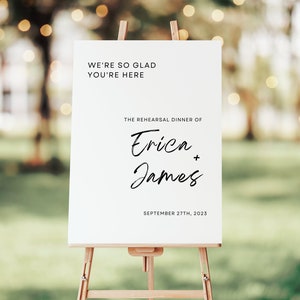 Wedding Rehearsal Dinner Welcome Sign, The Night Before Welcome Sign, Modern Minimalist Rehearsal Dinner Welcome Signage Editable Template