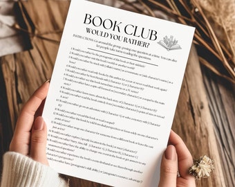 Book Club Game, Reading Group Would you Rather Discussion Game, Book Club Icebreaker Questions Game, Girls Night Book Party Game Printable