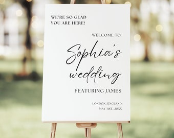 Brides Wedding Welcome Sign Featuring The Groom, Welcome to the Brides Wedding Sign, Modern Minimalist Welcome Wedding Signage Template