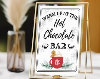 Hot Chocolate Bar Sign, Modern Hot Cocoa Bar Menu Print, Holiday Party Bar Menu Template, Minimalist Winter Wedding Baby Bridal Shower decor