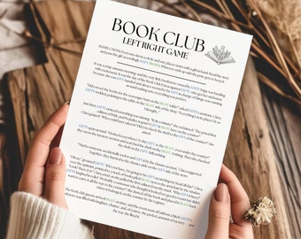 Book Club Game, Reading Group Left Right Book Game, Book Club Game Book Pass the Prize Game, Girls Night Book Party Game Editable Printable