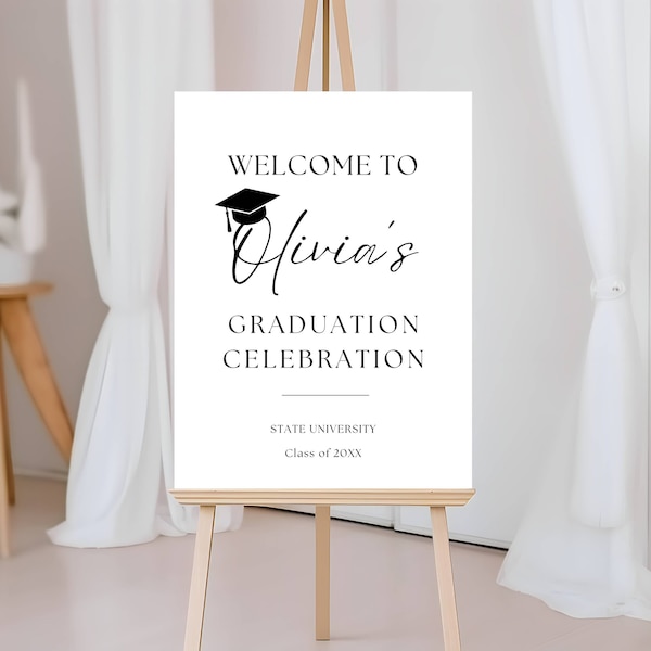 Graduation Welcome Sign Template, Graduation Party Welcome Sign Modern Minimalist Simple Welcome Graduation Poster, 2024 High School College