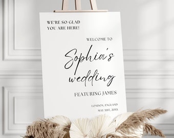Brides Wedding Welcome Sign Featuring The Groom, Welcome to the Brides Wedding Sign, Modern Minimalist Welcome Wedding Signage Template