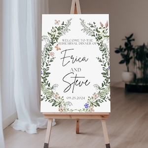 Wildflower Wedding Rehearsal Dinner Welcome Sign, The Night Before Welcome Sign, Boho Floral Rehearsal Welcome Signage Editable Template