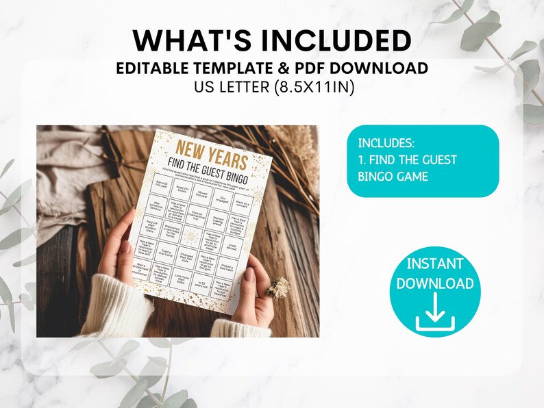 New Years Game, Fun Find the Guest Bingo New Years Eve Party Game ...