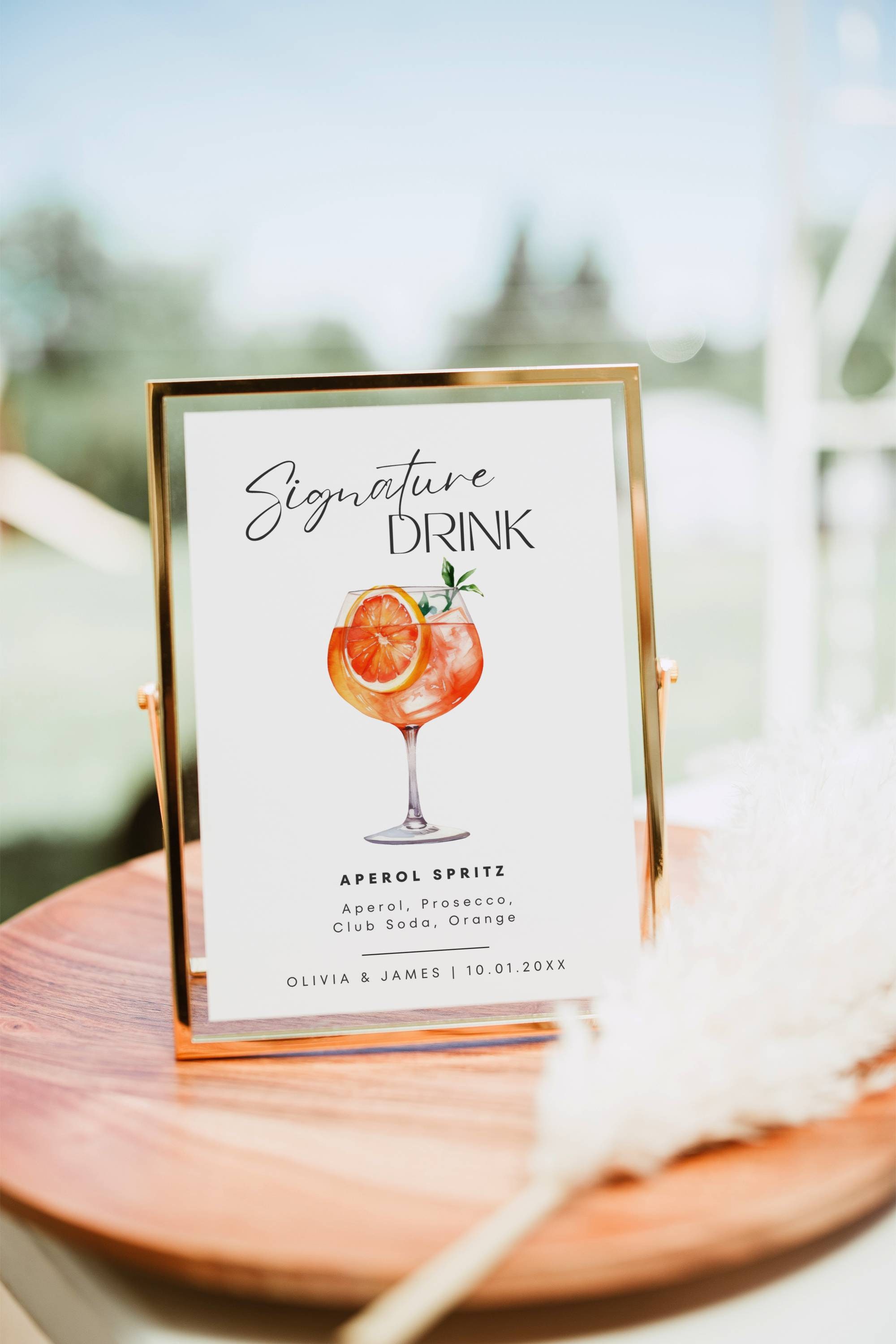 Aperol Spritz Signature Drink Sign, Single Signature Cocktail Sign Signature Drink Bar Menu Template Modern Wedding Baby Bridal Shower Decor