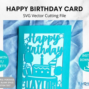 Personalized Happy Birthday Card SVG Custom Birthday Card Cut - Etsy