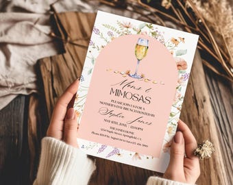 Mother's Day Brunch Invitation Template, Mothers Day Party Invite, Moms and Mimosas Invite, Pink Floral Mums Day Breakfast Invite Editable