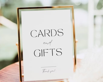 Cards and Gifts Sign, Wedding Gift Table Signage, Modern Minimalist Gift and Cards Sign, Wedding Reception Bridal Shower Template Printable