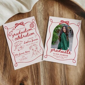 Hand Drawn Graduation Invitation Template, Senior Graduate Announcement, Doodle Graduation Party Invite, 2025 Photo Graduation Card Editable