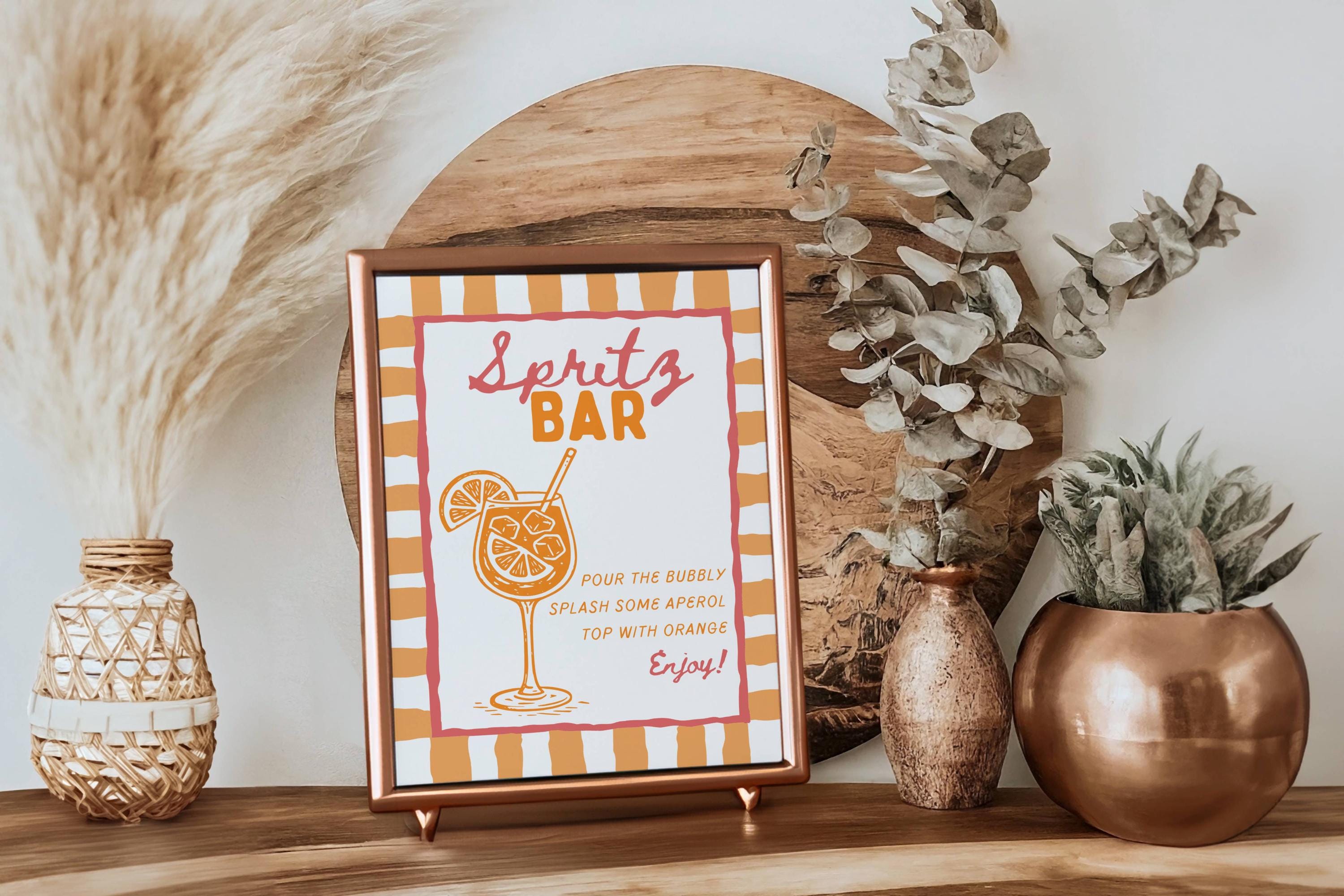 Aperol Spritz Bar Sign Template, Editable Canva Menu, Italian La Dolce ...