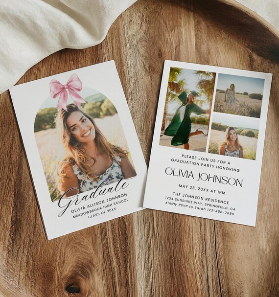grad card invites Big Dot of Happiness Goodbye High School, Hello College - Shaped Fill-In Invitations - Graduation Party Invitation Cards with Envelopes Size 7 x 5 Graduation Invitation Template, Senior Graduate
