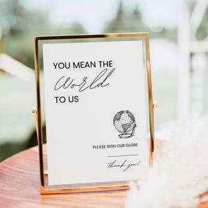 Globe Guestbook Sign, Destination Wedding Guestbook Sign, Please sign our Guest Book, World Globe Unique Guestbook Sign Template Printable