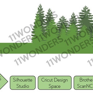 Forest Wedding Invitation Belly band, Pine Tree Holiday 5x7 invite Cricut/Silhouette Vector Svg Dxf Eps Paper Papercut Laser Cut Template image 6