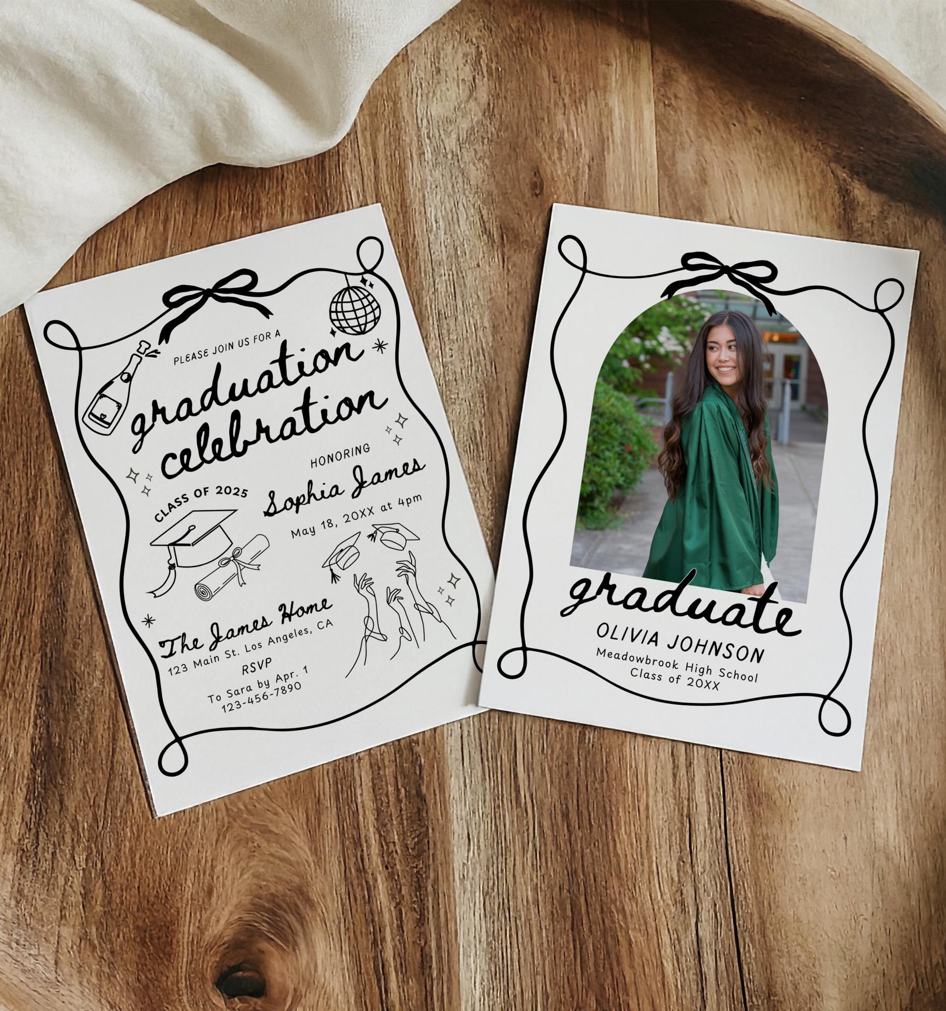 Hand Drawn Graduation Invitation Template, Senior Graduate Announcement, Doodle Graduation Party Invite, 2025 Photo Graduation Card Editable - Etsy Hand Drawn Graduation Invitation Template, Senior Graduate Announcement, Doodle Graduation Party Invite, 2025 Photo Graduation Card Editable - Etsy