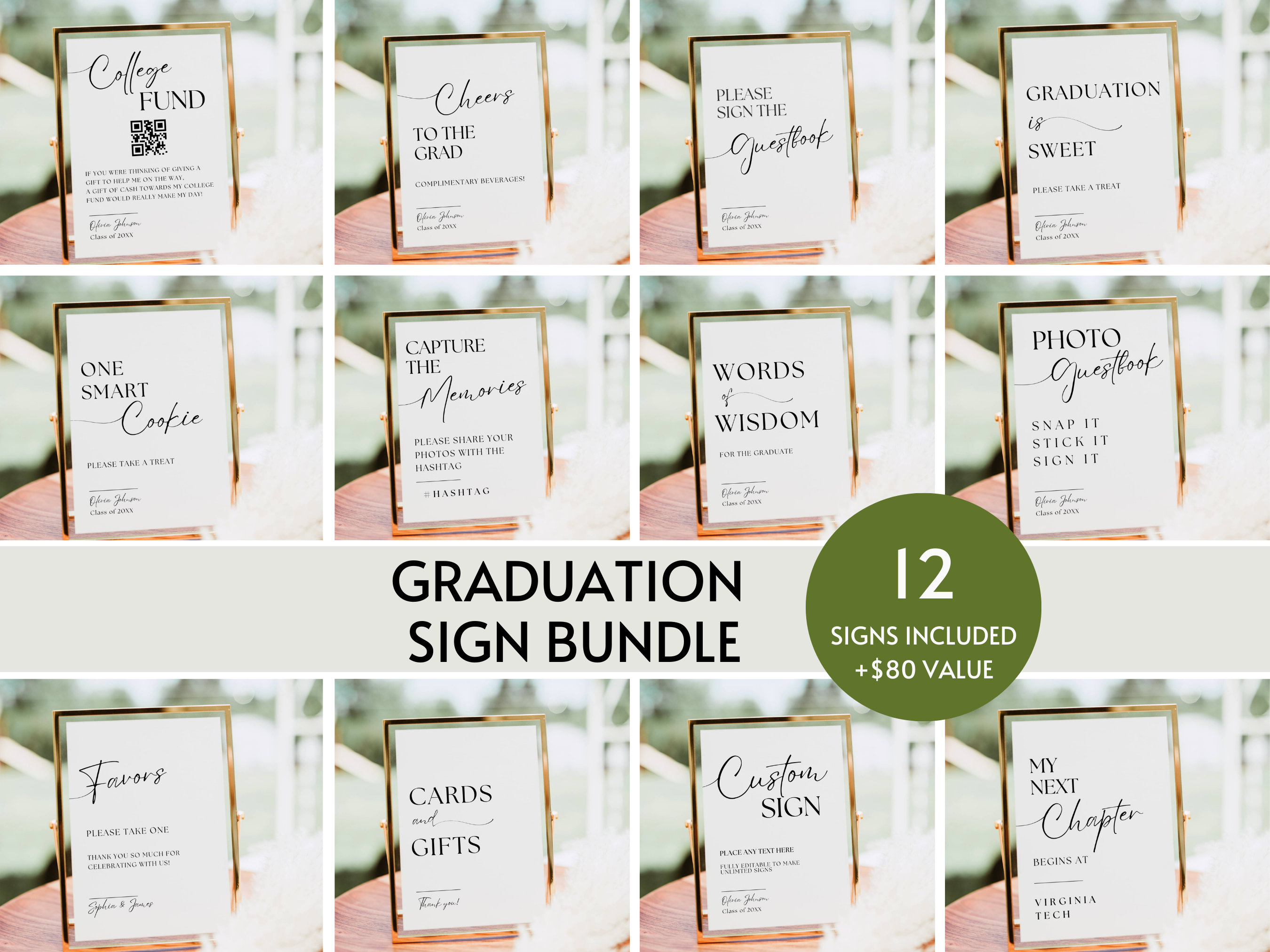 Graduation Mini Sign Graduation Party Sign Bundle Template, Graduation Table Signs, Grad ...