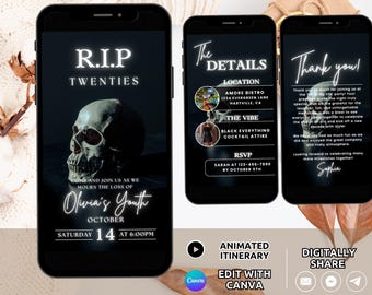 Digital RIP to my 20s Birthday Invitation Template, Death to my 20s Invite Animated, 30th Birthday Party Funeral to my Youth Invite Phone