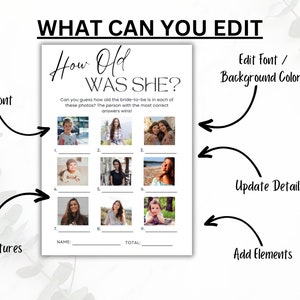 How Old Was She Bridal Game, Modern Minimalist Photo Guessing Game