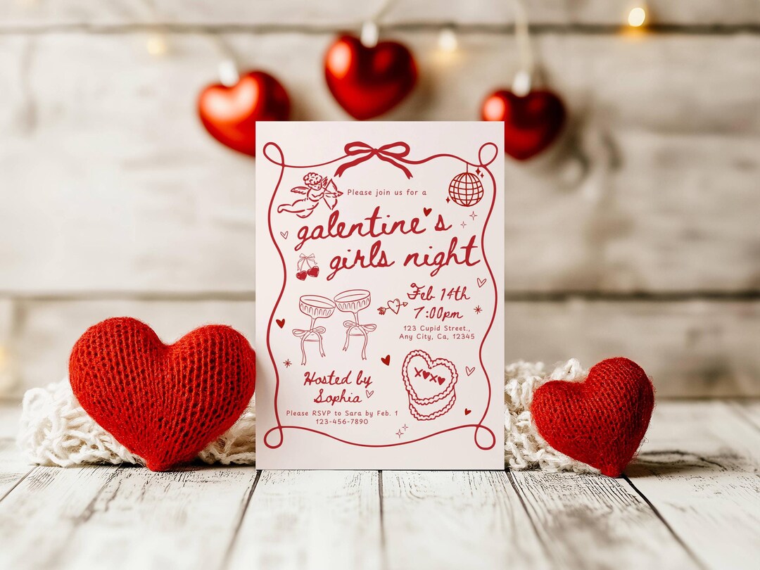 Galentine's Day Invitation Template, Valentines Party Girls Night Party ...
