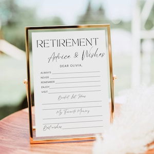 Retirement Advice and Wishes Sign, Modern Retirement Party Game and Activity, Editable Retiree Wishes Bucket List Ideas Template Printable