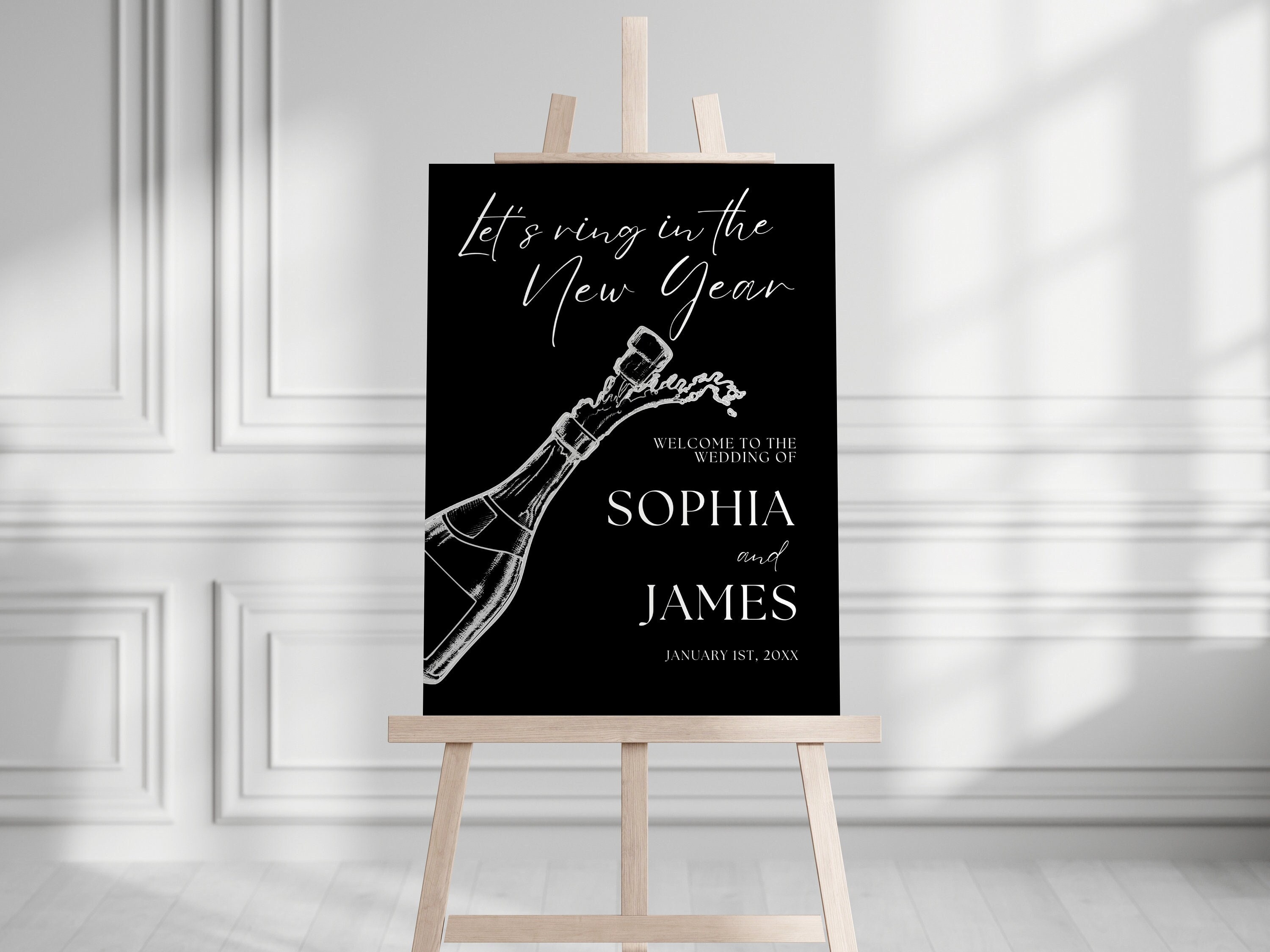 Wedding Welcome Sign, Cheers Champagne Welcome Wedding Sign Template, Wedding Welcome Poster Customizable New Years Wedding Signage Editable