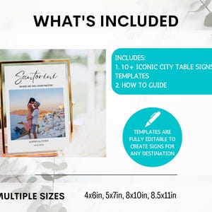 Travel Theme Wedding Photo Table Numbers Bundle, Destination Wedding Table Names, Anniversary Photo Table Numbers Wedding Signage Editable image 6