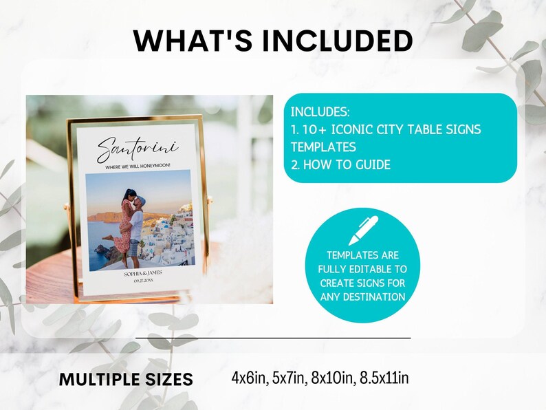 Travel Theme Wedding Photo Table Numbers Bundle, Destination Wedding Table Names, Anniversary Photo Table Numbers Wedding Signage Editable image 6
