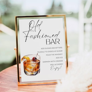 Znak baru w stylu staromodnym, nadruk koktajlowy w stylu staromodnym, szablon menu baru z drinkami, plakat koktajlowy, nowoczesny wystrój baby bridal shower
