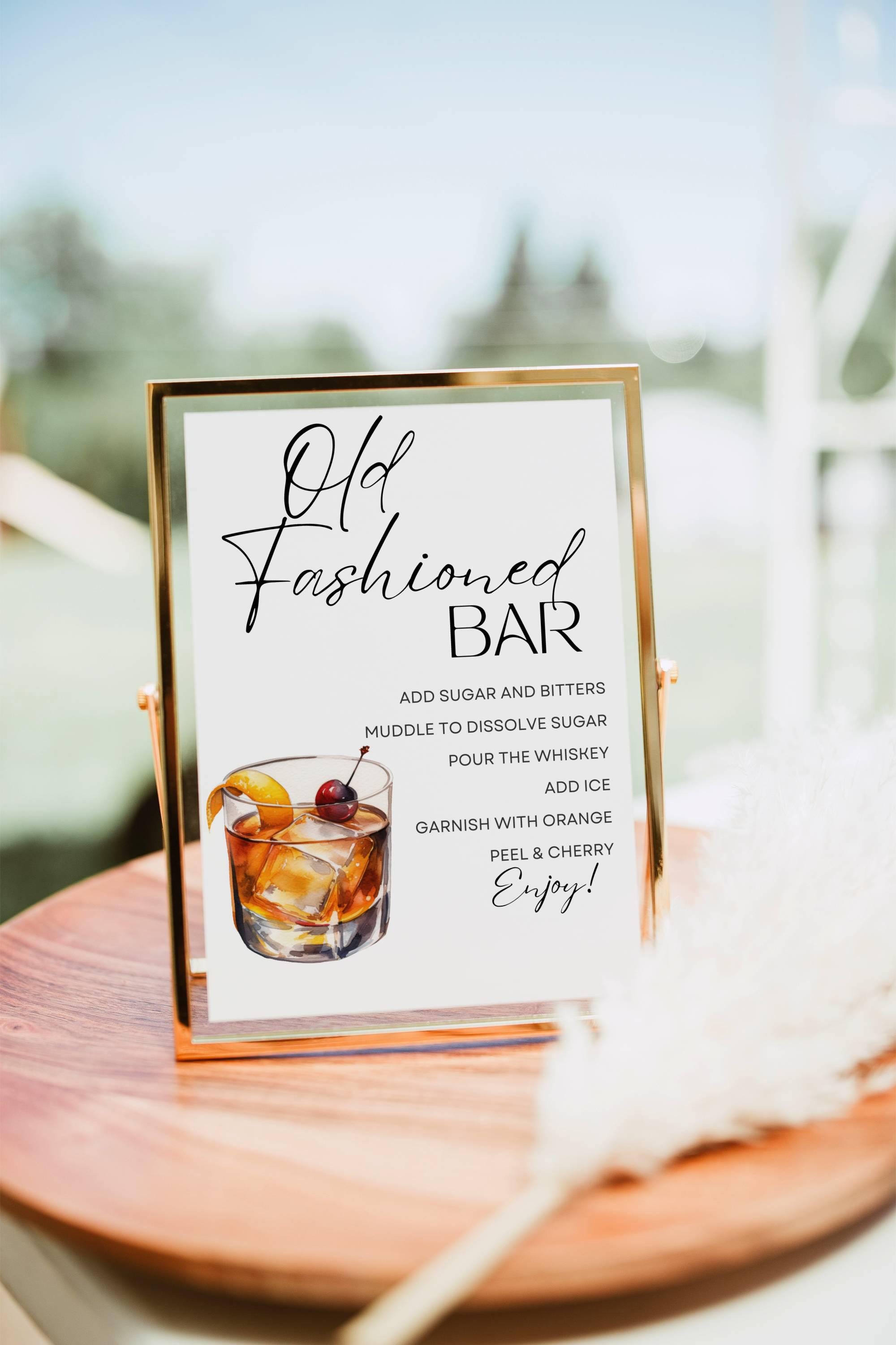 Old Fashioned Bar Sign, Old Fashioned Cocktail Print, Signature