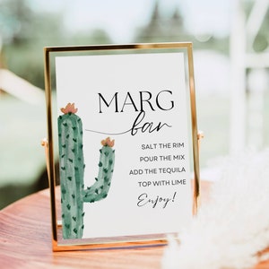 Margarita Bar Sign, Wedding Margarita Cocktail Sign, Signature Drink Bar Menu Template, Marg Fiesta Bachelorette Party, Modern Baby Bridal