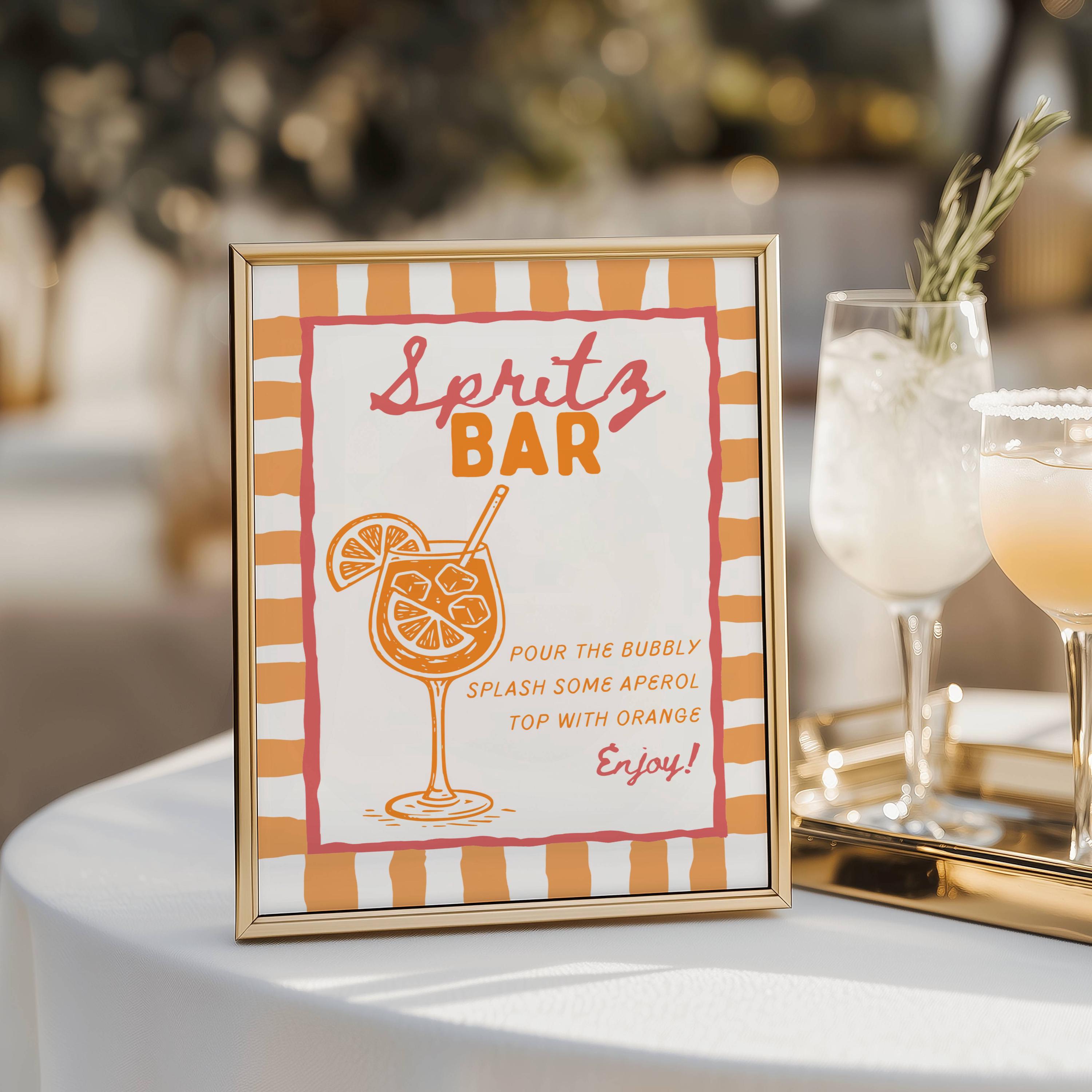 Aperol Spritz Bar Sign Template, Editable Canva Menu, Italian La Dolce ...