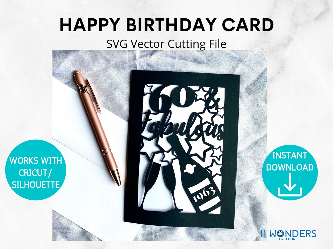 60 and Fabulous Birthday Card Template Happy 60th Birthday - Etsy