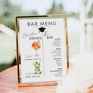 Signature Drink Schild Vorlage, Signature Drink Bar Menü Vorlage, Cocktailbar Schild Poster, moderne Abschlussfeier Signature Drink Mocktail