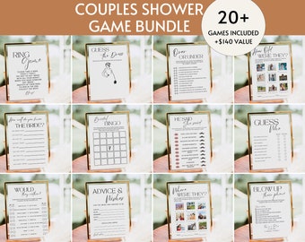 Minimalist Couples Shower Game Bundle, Modern Wedding Shower Games Printable Template, Personalize  Shower Games and Activities Editable