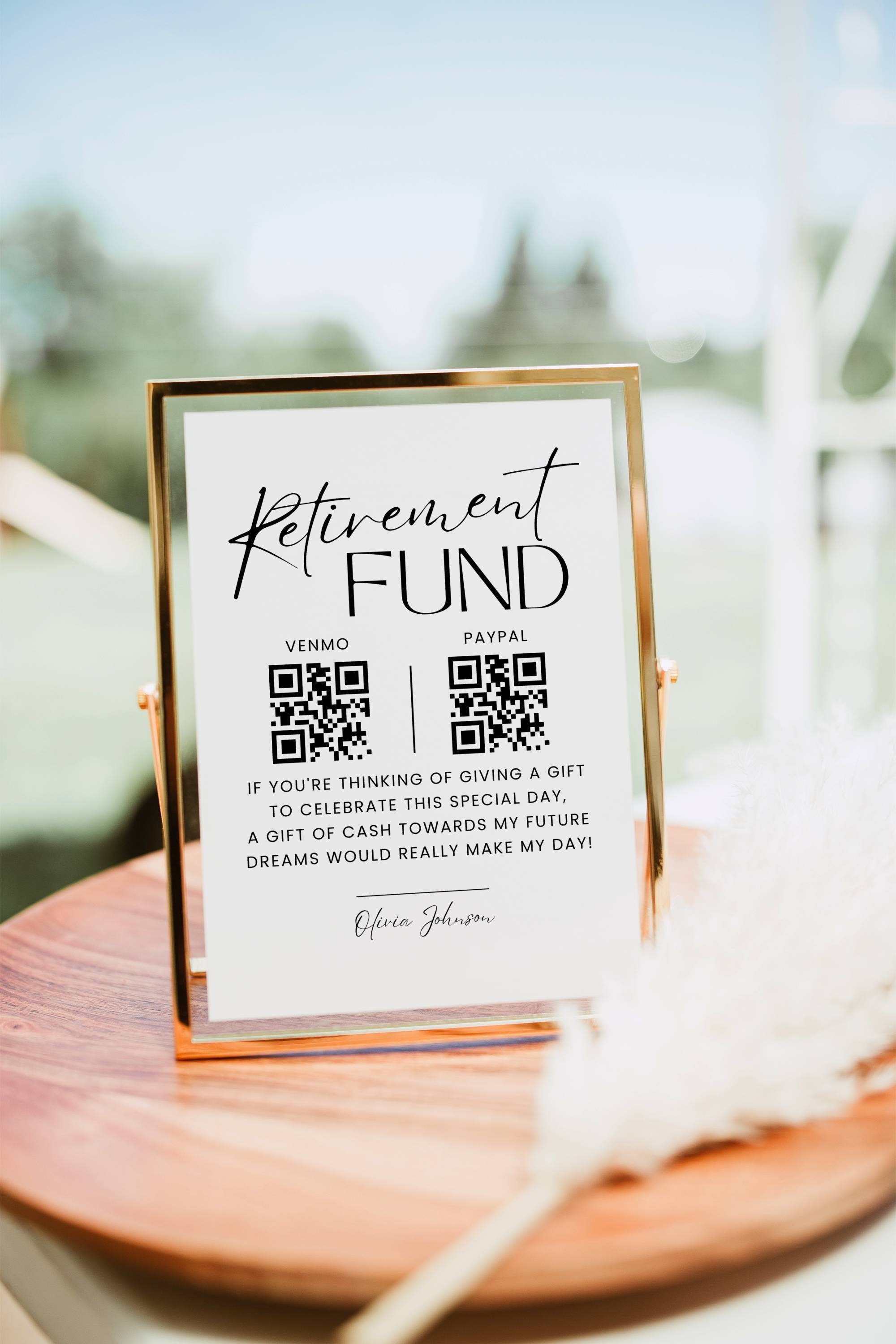 Pensioenfonds QR Code Sign, Travel Fund Sign, Modern Pensioenfeest Venmo QR Code Sign, Bewerkbare Cash Future Fund Template Afdrukbaar