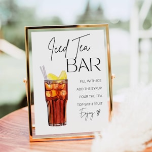 Eistee-Bar-Schild, süße Teebar Mocktail-Druck, Signature-Getränkemenü-Vorlage Poster, alkoholfreier Grad-Babyparty-Sommer-Partydekor