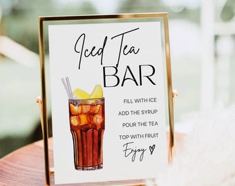Iced Tea Bar Sign, Sweet Tea Bar Mocktail Print, Signature Drink Menu Template Poster, Non Alcoholic Grad Baby Shower Summer Party Decor