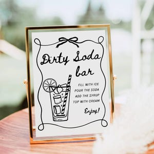 Dirty Soda Bar Schild, Soda Bar Mocktail Print, Signature Drink Bar Menü Vorlage Poster Nicht alkoholisch Pop Bar Grad Baby Brautdusche Decor