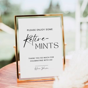 Retirement Party Favor Sign, Modern Retirement Party Mints Treat, Editable Retire-Mints Nurse Teacher Police Retirement Template Printable