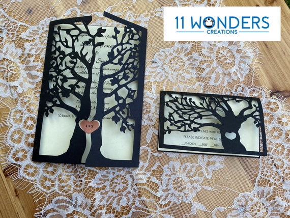 Download Heart Tree Wedding Invite Bundle Trifold Bifold Invitation Etsy