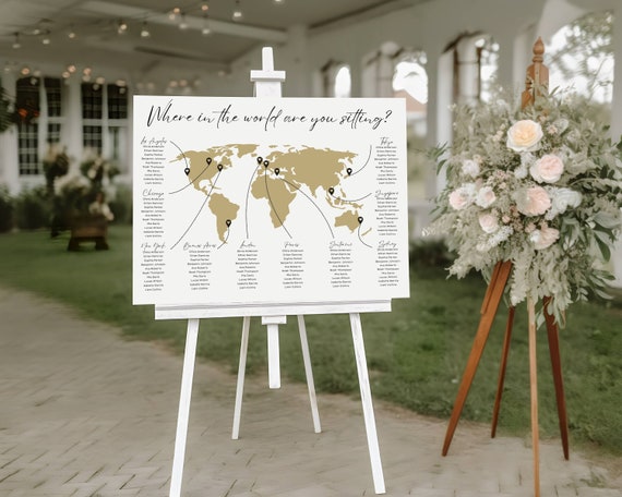 Destination Wedding Seating Chart Sign, Modern Seating Plan Template, Travel Themed Seating Chart Poster Bridal Baby Printable Download