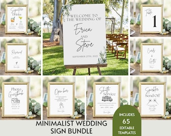 Minimalist Wedding Sign Bundle, 65+ Modern Wedding Signs Template, Wedding Sign Template Bundle, Boho Wedding Signs Printable Download