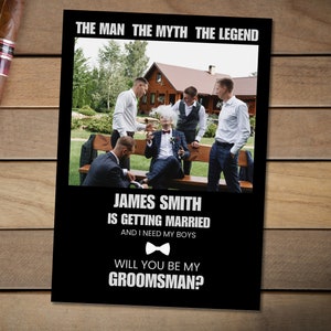 Modello per proposta dello sposo, biglietto per proposta di testimone, invito con foto Will you be my Groomsman, invito per portatore di anelli, biglietto fotografico moderno e alla moda