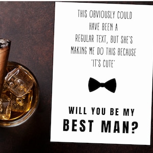 Modello divertente per proposta per sposo, scheda digitale per proposta animata per testimone dello sposo, invito Will you be my Groomsman, telefono di invito per portatore dell’anello