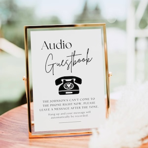 Audio Guestbook Sign, Modern Minimalist Wedding Sign, Phone Message Guest Book, Pick Up The Phone, Leave A Message, Shower Decor Printable