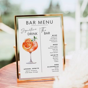 Szablon znaku Signature Drink, Szablon menu Single Signature Drink Bar, Plakat znaku Cocktail Bar, Nowoczesny wystrój weselny Baby Bridal Shower