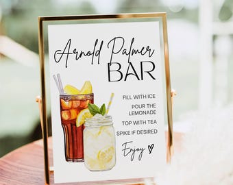 Arnold Palmer Bar Sign, Iced Tea & Lemonade bar Mocktail Print, Signature Drink Menu Template Poster Non Alcoholic Grad Golf Dad Birthday