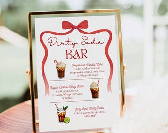 Christmas Dirty Soda Bar Sign, Holiday Party Soda bar Mocktail Print, Signature Drink Bar Menu, Non Alcoholic Pop Bar Grad Baby Shower Decor